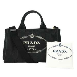 PRADA Black Canvas Shoulder Bag